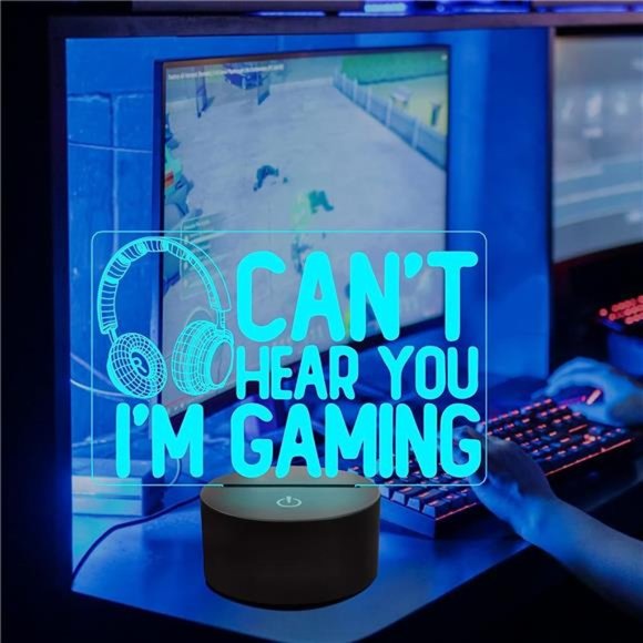 Can't Hear You I'm Gaming Night Light, Headset Graphic Video Games Gamer Gift - Picture 4 of 6